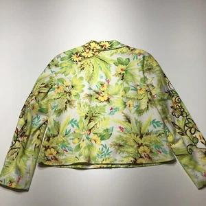 Coldwater Creek Blazer Jacket Womens Size PL Floral Design Linen Rayon w/ Lining - Picture 1 of 12