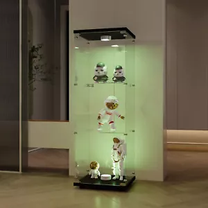Hartglas Vitrine LED Vitrinenschrank Standregal Kommode Schrank Glasvitrine - Bild 1 von 12