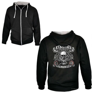 Biker Jacke Zip Hoodie Kontrast Sweatjacke Motorrad Chopper Bobber *4240 schwarz - Bild 1 von 3