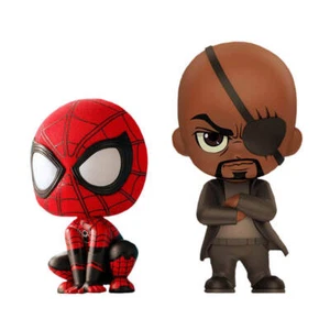 Far From Home Spider-Man & Nick Fury Cosbaby 3.75" Hot Toys Bobble-Head Fig 2Pk - Imagen 1 de 2