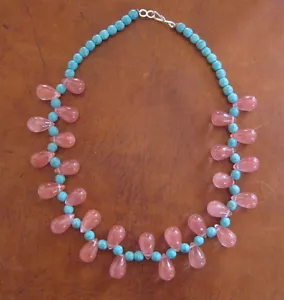 Collar de cuarzo turquesa y rosa de 17" Santo Domingo de Matthew Moquino - Imagen 1 de 4