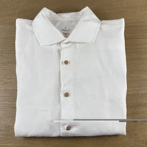johnnie-O Hangin' Out Linen Blend S/S Button Down Shirt - Gianni White Size M - Picture 1 of 9