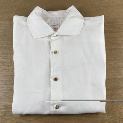 johnnie-O Hangin' Out Linen Blend S/S Button Down Shirt - Gianni White Size M - Image 1 of 4