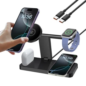 UK 4in1 Fast Wireless Charger For Apple Watch S10 Ultra2 iPhone 16 Pro Airpods 4 - Picture 1 of 14