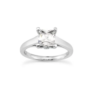 1 3/4 CT E VS2 Princess Cut Natural Certified Diamonds 950 Plat. Side Stone Ring - Picture 1 of 3