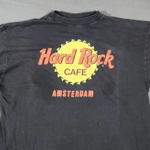 Vintage Hard Rock Cafe Amsterdam Mens Shirt Size Xl Black Single-Stitch Distress - Picture 1 of 10