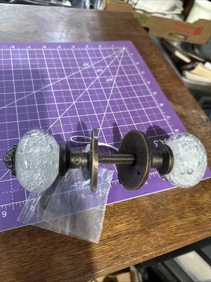 Juego de perillas de puerta de vidrio transparente burbuja rosetas de bronce envejecido herrajes decorativos nuevo Foto 1 de 4