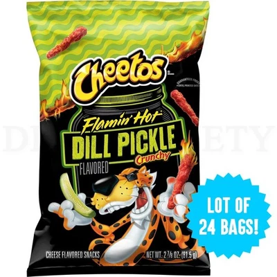Cheetos Crunchy Flamin' Hot Dill Sabor Pickle Snack 2.875oz Lote de 24 Bolsas Foto 1 de 4