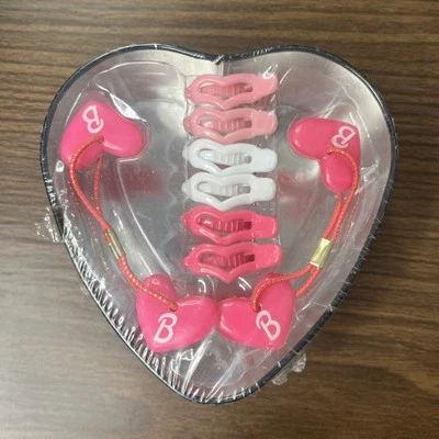 Vintage 90s Barbie Hair Clips And Hair Ties In Tin Heart - Image 1 of 4