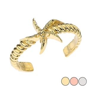 Gold Starfish Rope Toe Ring (Available in Yellow/Rose/White Gold) - Picture 1 of 3