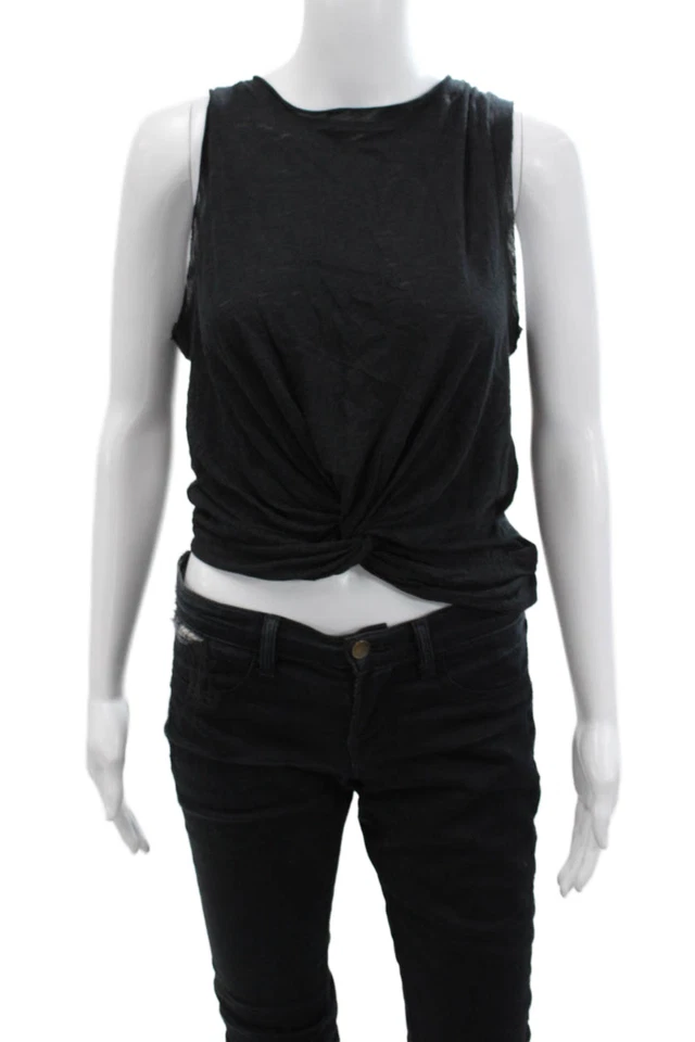 Regata Elan feminina algodão gola redonda casual sem mangas preta tamanho G - Imagem 1 de 4