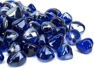 Mr. Fireglass Cobalt Blue Fire Glass Diamonds, 1 inch, 20 Pounds, - Picture 1 of 7