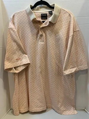 Polo de golf PING de algodón mercerizado para hombre rosa melocotón crema XL fibra seca dinámica Foto 1 de 4