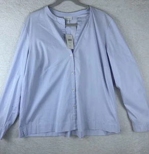 J Jill Top Button Up Long Sleeve Blouse Shirt Women XL Career Neutral Minimalist - Picture 1 of 10