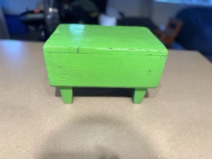 Vintage Old Stool Solid Wood Painted Green Minature  - Picture 1 of 8