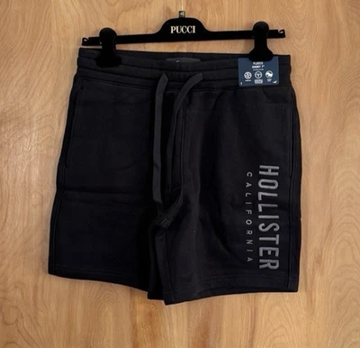 Hollister 男式 Terry Fleece 柔软舒适运动短裤 S 码全新带标签黑色 — 第 1/3 张图片