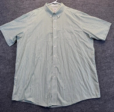 L.L. Bean Men’s XXL Tall Wrinkle Resistant Button Down Shirt Green White Stripe - Image 1 of 4
