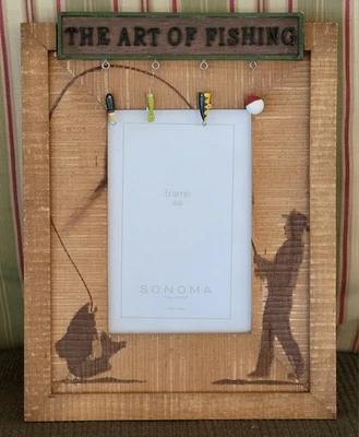 Отдельно стоящая уникальная рамка для картины из деревенского дерева 4x6 фотография «Искусство рыбалки» - Изображение 1 из 4
