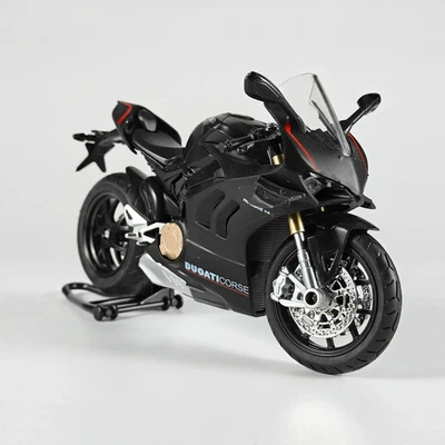 1:12 Ducati Panigale V4S Alloy Diecast Motorcycle Model Black w/ Sound & Light - Image 1 of 4