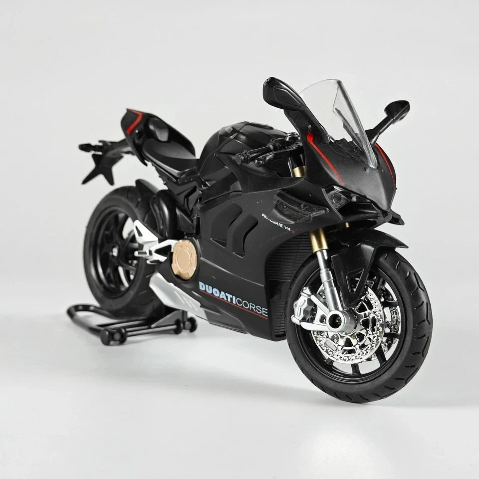 1:12 Ducati Panigale V4S Alloy Diecast Motorcycle Model Black w/ Sound & Light - Image 1 of 4