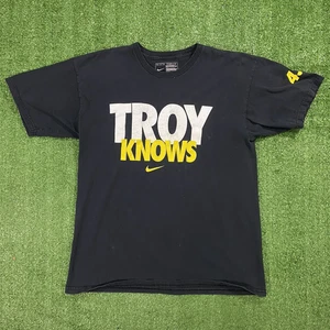Troy Polamalu T-Shirt "Troy Knows" Nike Black Sz L DISTRESSED NFL Football Y2K - Picture 1 of 13