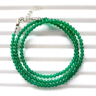 Collar De Perlas De Ónix Verde De 3mm, Collar De Perlas De Ónix Verde Natural - Imagen 1 de 4