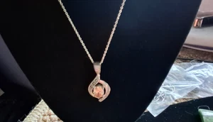 925 Sterling Silber Krappen Set facettierter Citrin Markasit Anhänger mit Halskette - Bild 1 von 6