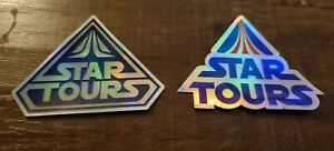 Disneyland star tours stickers retro prop set of 2 holographic disney world wars