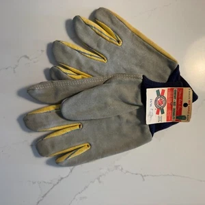 Vintage Red Apple Glove Co. Work Gloves – Size Large – Leather Palm Cotton Back - Picture 1 of 4