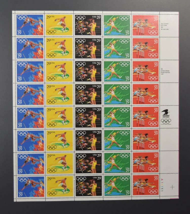 US SCOTT 2553 - 57 PANEL DE 40 SELLOS OLÍMPICOS DE VERANO 29 CENTAVOS CARA MNH Foto 1 de 1