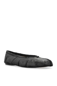 MAISON MARGIELA Tabi $1120 Black Distressed Suede Ballerinas New & Authentic - Picture 1 of 4