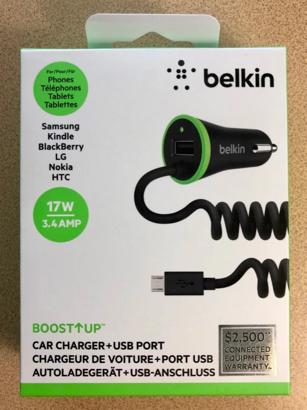 Belkin 17w Boost up Universal Car Charger With Micro USB Cable