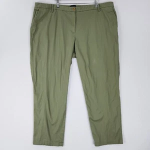 Talbots Pants Womens 22W Green Relaxed Chino Flat Front Tapered Leg Trouser - Picture 1 of 13
