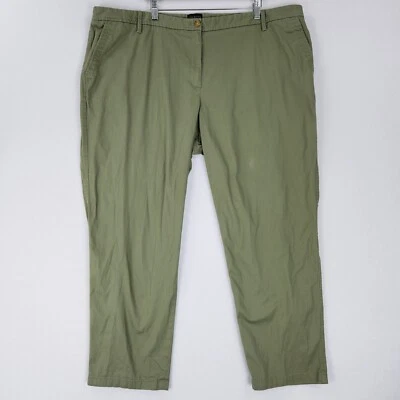 Talbots Pants Womens 22W Green Relaxed Chino Flat Front Tapered Leg Trouser - Image 1 of 4