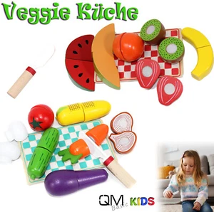 Zubehör Spiel Küche HOLZ Obst Gemüse SCHNEIDEN Lebensmittel Veggie Set Kinder - Bild 1 von 12