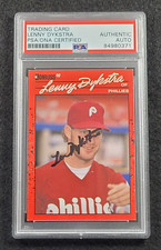 1990 LENNY DYKSTRA Signed Donruss Baseball Card-PHILADELPHIA PHILLIES-PSA