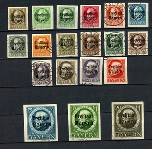 KMC4076-Germany-Bavaria #212-230 (G657) Comp 1919-20 Imperf O/P, U,CV$493.50 - Picture 1 of 1