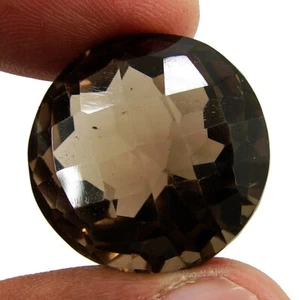 63.70 Ct Natural Smoky Quartz Loose Gemstone Round Checker Cut Stone - 1270 - Picture 1 of 2