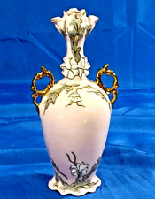 Vtg 1970s Rose Pink Gilt Gold Art Deco Porcelain Vase 3 Way Heart Bohemian