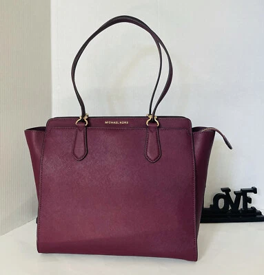 Michael Kors Dee Dee Satchel Convertible Handbag Plum Saffiano Leather New NWT - Изображение 1 из 4
