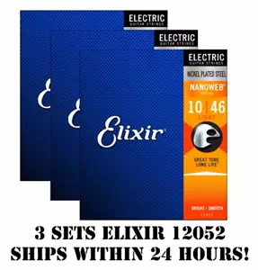 3 SÄTZE ELIXIR NANOWEB 12052 VERNICKELTE SAITEN FÜR E-GITARRE LEICHT -10-46 - Bild 1 von 4