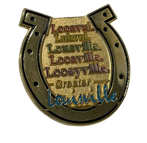 Vintage Louisville Kentucky Horse Shoe Pin Back Lapel Pin Equestrian Collectible Cover