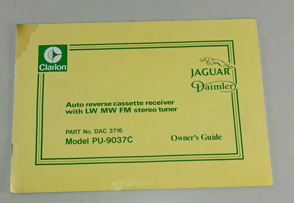 Manuale Dell'Utente Jaguar Autoradio PU 9037C - Immagine 1 di 1