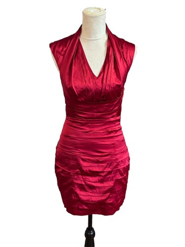 Abito Express Tg 4 Rosso Scollo V Pieghettato Mini Party Occasioni Speciali San Valentino