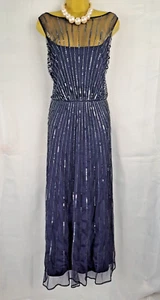 JOANNA HOPE Navy Blue Sequin Evening Maxi Dress, Boat Neck Prom, Races, UK18 - Picture 1 of 9