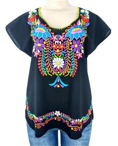 Mexican Embroidered Women's Blouse Assorted Sizes M to 3XL Peasant Top - Picture 1 of 9