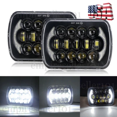 for Freightliner FL50 FL60 FL70 FL80 MT35 Pair 7x6inch Led Headlights Hi/Lo Beam - Image 1 of 4