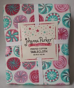 Johanna Parker 60 x 102 Tablecloth Candy Pink Mint Christmas Holiday Kid's Party - Picture 1 of 4