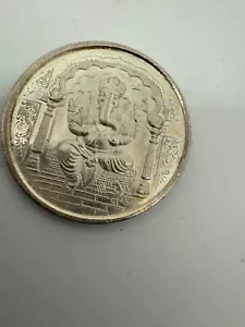 Diwali India Ganesha 10 Gram Silver Coin Ohm Vinayaka Puja New Year Hinduism cap - Picture 1 of 7