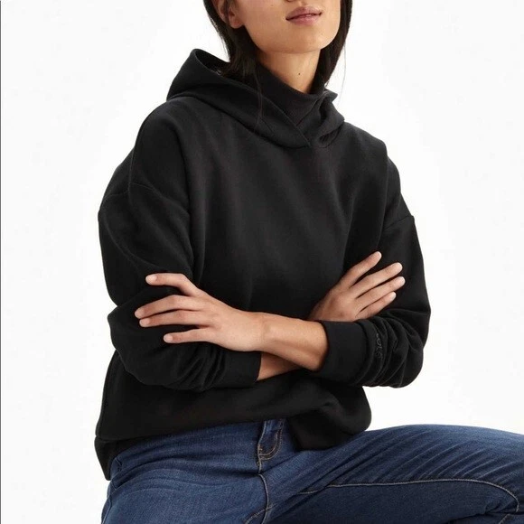 Sudadera con Capucha Lole Constance Mujer Mediana Negra Recortada Pullover Sudadera Foto 1 de 4
